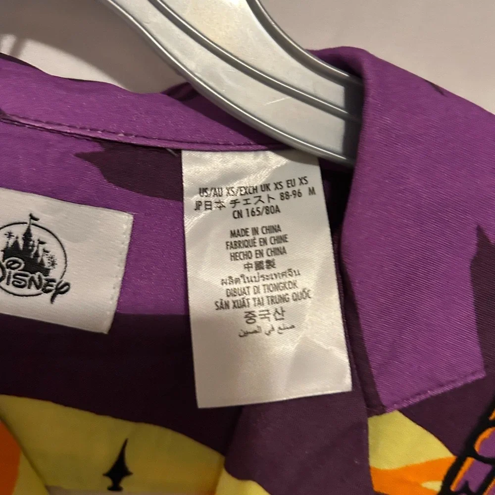 Disney Halloween Mickey Mouse Button Up Shirt All Over Print Pumpkin (XS) Purple